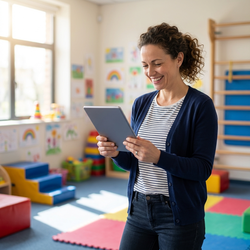 Club owner managing activities on tablet